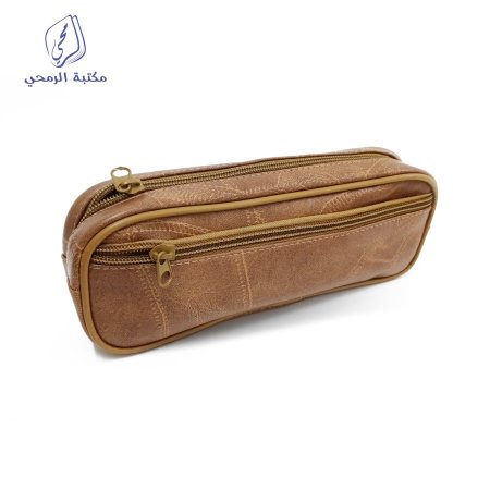 مقلمة جلد Leather pencil case 2 zippers